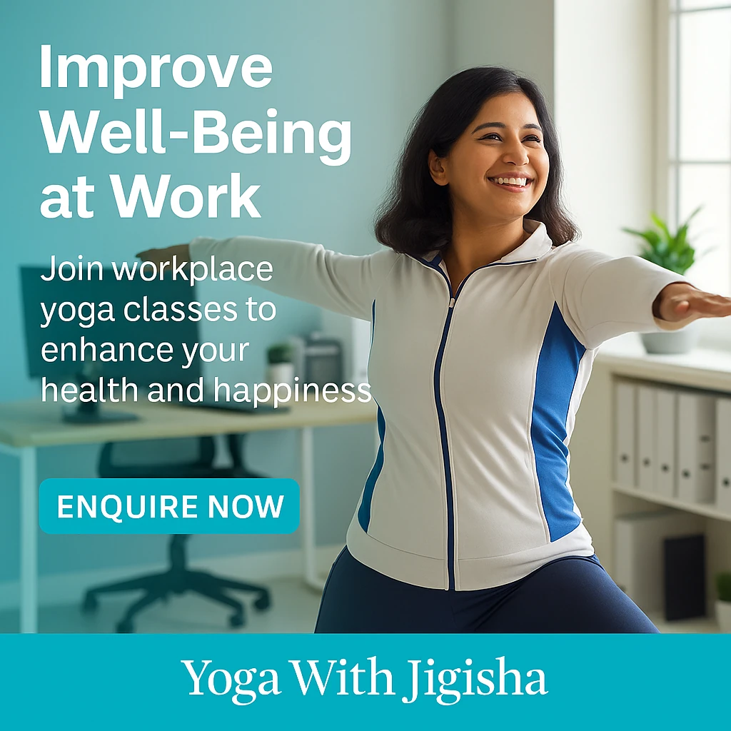 Improve Well-Being at Work - Group Yoga Classes - Yoga With Jigisha Improve health and wellness at work with group yoga classes by Yoga With Jigisha - available globally online and offline
