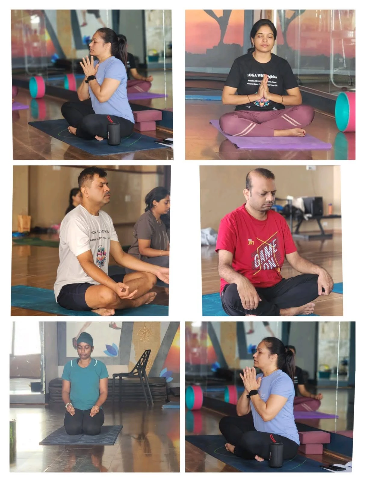 Meditation Session - Group of students in peaceful meditation posture with Jigisha's guidance