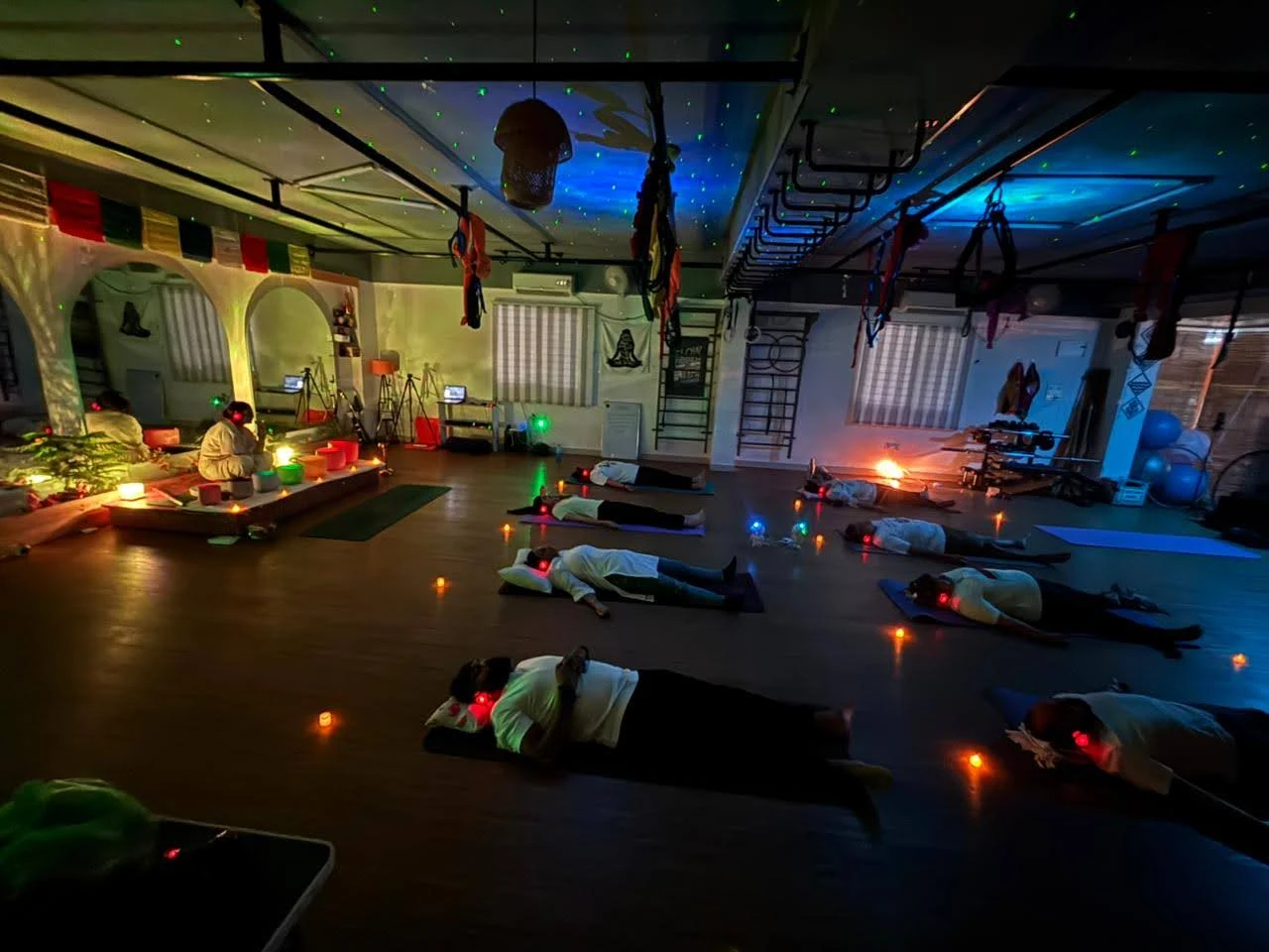 Deep Relaxation Sound Healing experience with headphones candles and Crystal Bowls at Yoga With Jigisha Bangalore