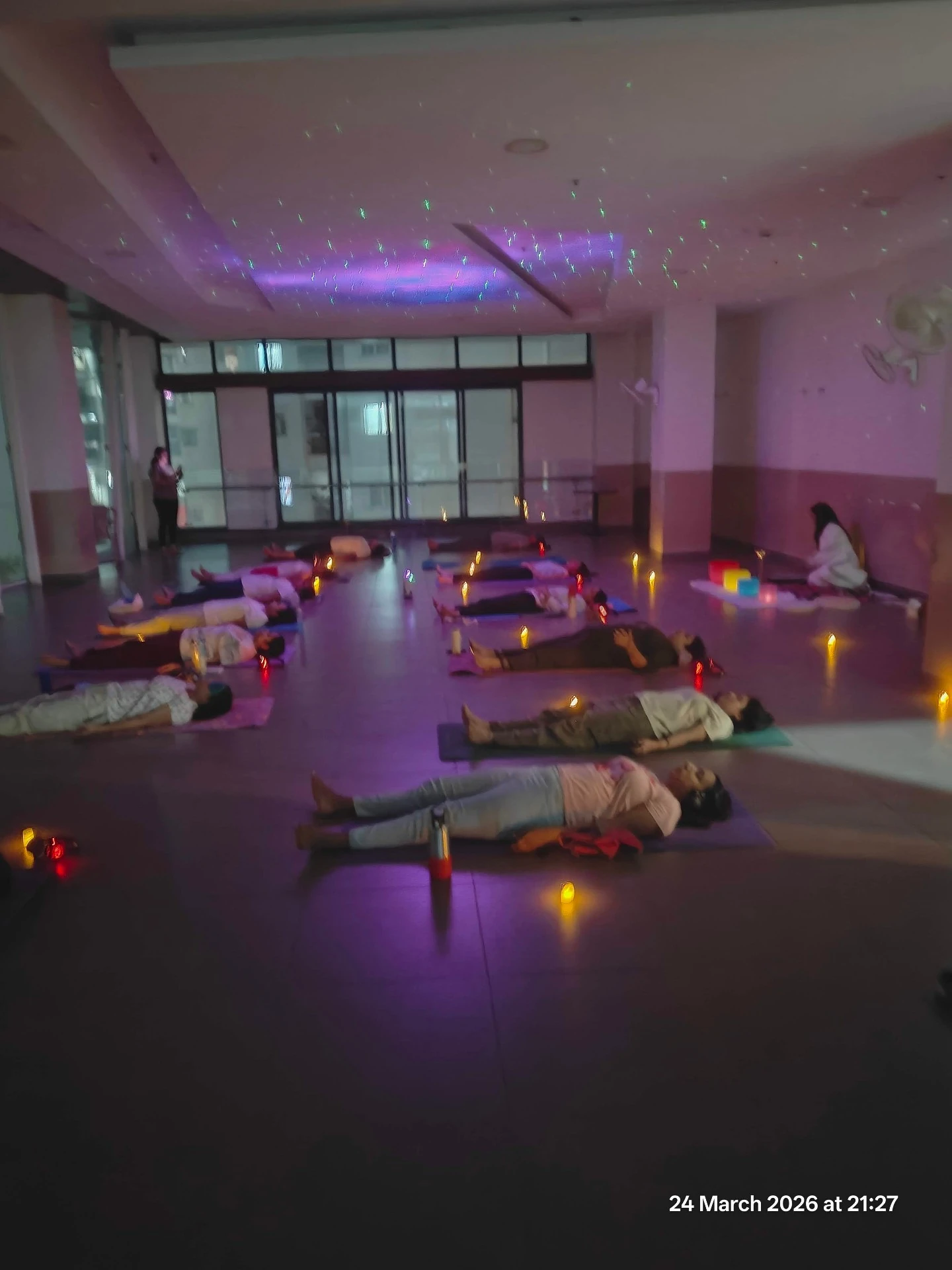Immersive candlelit group Savasana Sound Healing session with Crystal Bowls at Yoga With Jigisha Bangalore