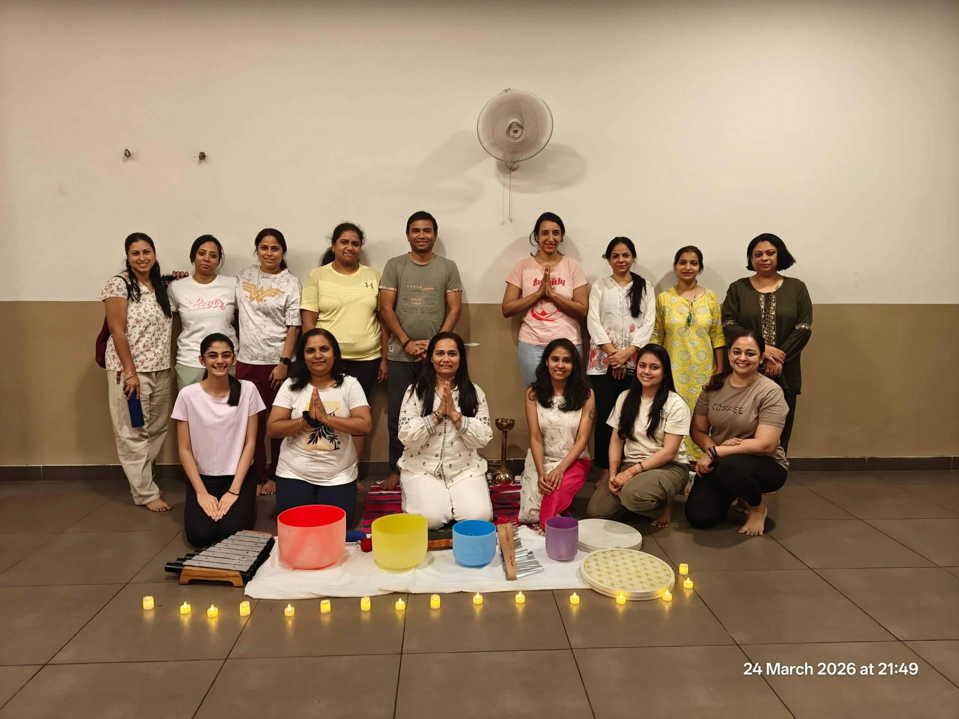 Sound Healing Group Session with Crystal Singing Bowls Candles and Wind Chimes - Yoga With Jigisha Bangalore March 2026