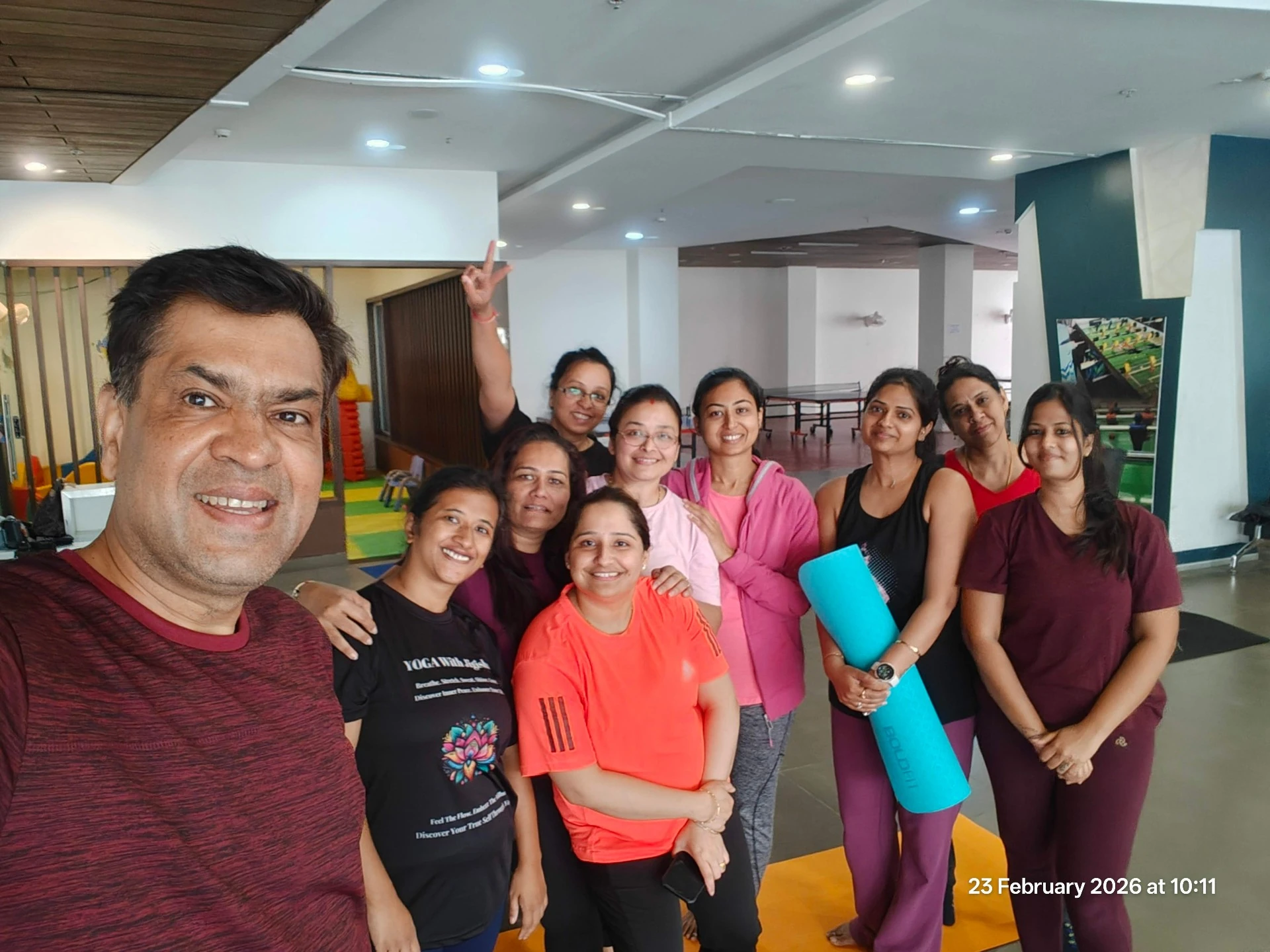 Yoga With Jigisha group selfie - Happy yoga community members after class in Bangalore February 2026
